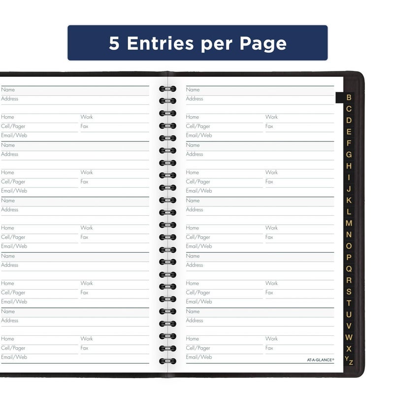 AT-A-GLANCE Telephone Address Book, Large Print, 500 Entries, 4-3/4" x 8", Black (80LP1105) - Image 5